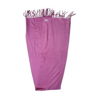 Coach Leatherware 100% Cashmere Pink Scarf 70” X 12” Wide Blanket Cozy Luxury